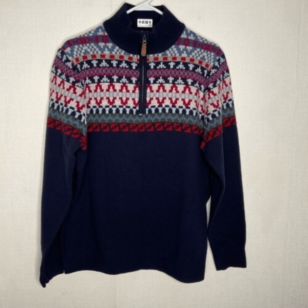 VTG Joseph Turner Yorkshire Fair Isle CrewNeck Sweater Men Large China Lambswool